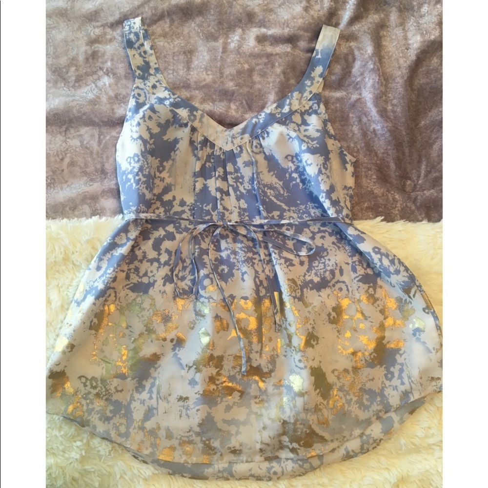 BEAUTIFUL GOLD DETAIL ANTHROPOLOGIE TIE TANK